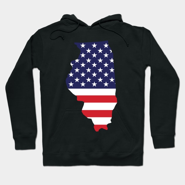 Illinois State Shape Flag Background Hoodie by anonopinion